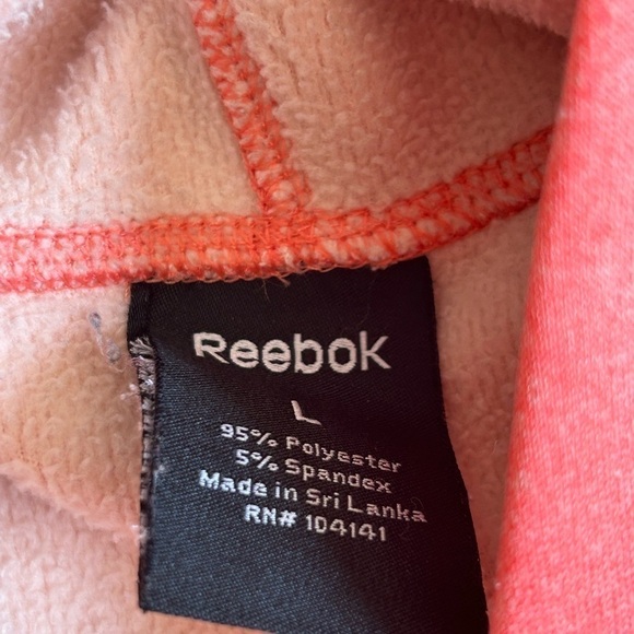REEBOK HOODIE LIGHT SLEECE “LIVE PLAY LOVE” PINK CORAL, SIZE L - Picture 6 of 7
